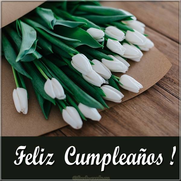 Испанская картинка с днем рождения с цветами