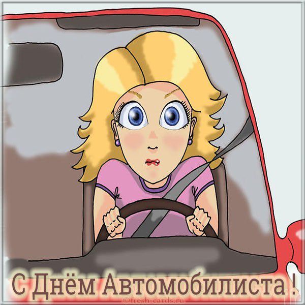 Картинка с днем автомобилиста женщина за рулем