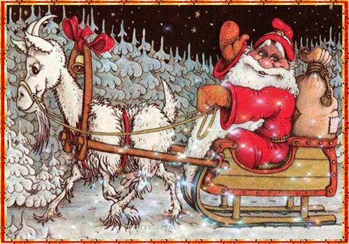 Дед Мороз с подарками на санях - скачать бесплатно на otkrytkivsem.ru