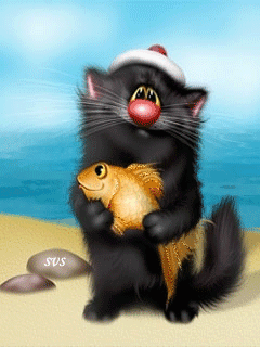 Кот и рыба - скачать бесплатно на otkrytkivsem.ru