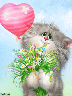 Кот с цветами - скачать бесплатно на otkrytkivsem.ru
