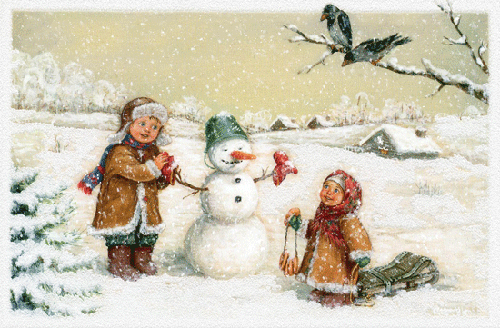 Лепим снеговика - скачать бесплатно на otkrytkivsem.ru