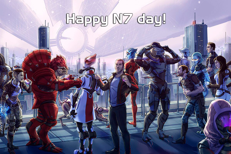 Открытка на день N7 с персонажами